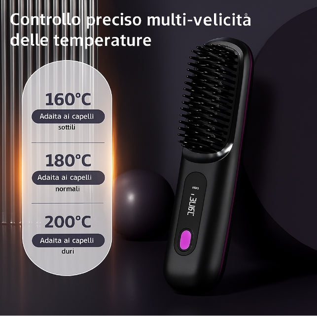 Spazzola Lisciante Portatile Senza Fili – Capelli Lisci in 60 Secondi, Da portare Ovunque